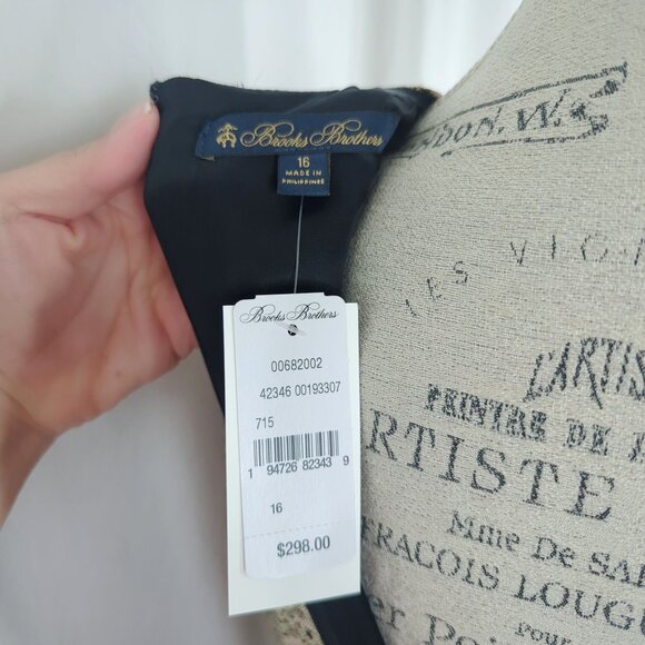 Brooks Bros Dress 16 X Large Short Metallic Gold Jacquard - Picture 9 of 10